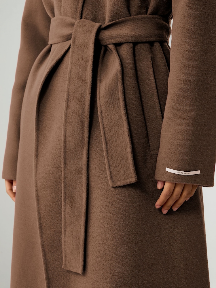Emme Marella Xeno Belted Wrap Brown Coat - Image 6 of 6