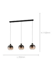 Eglo Black Brass OILELLA Linear Glass Pendant Light - Image 3 of 3