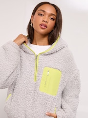Marrón moca - Lipsy Cosy Borg Half Zip Hoodie - Imagen 1 de 4