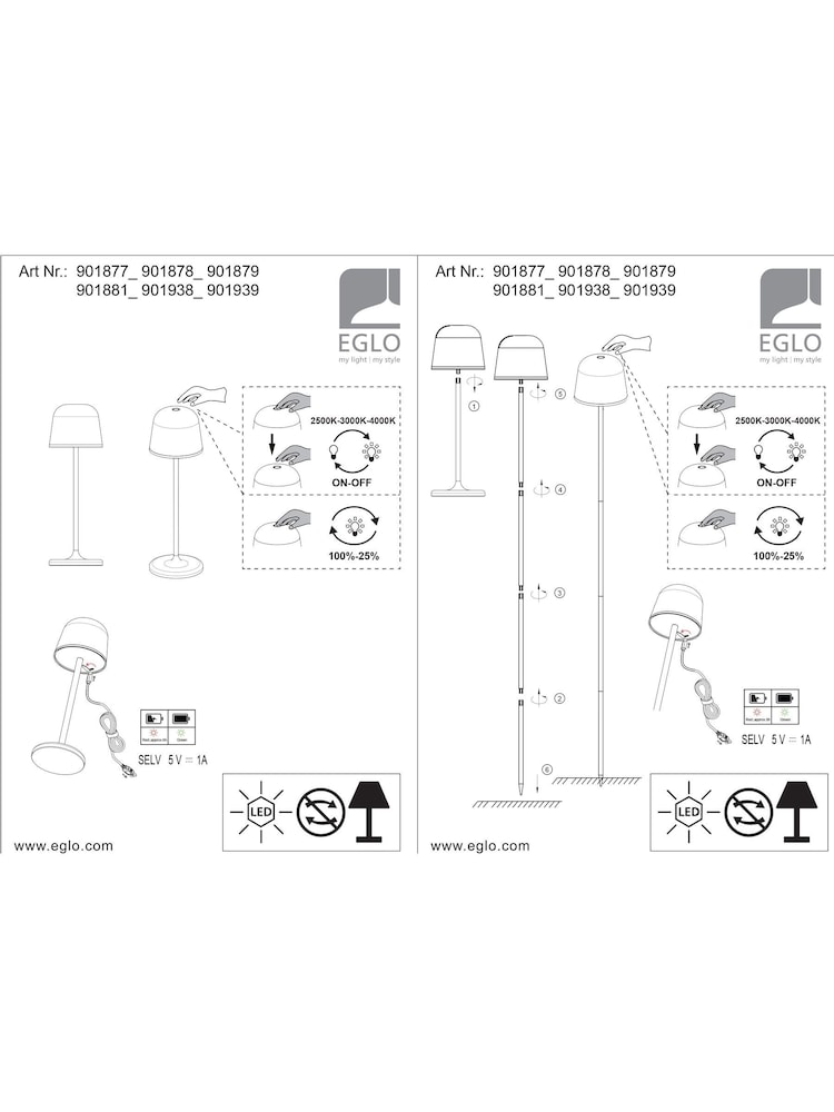 Eglo Red MANNERA-S Portable LED Table Light - Image 5 of 5