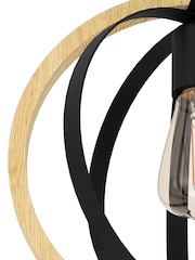 Eglo Black Brown Basildon Steel  Wood Modern Unique Design Ceiling Light - Image 3 of 5