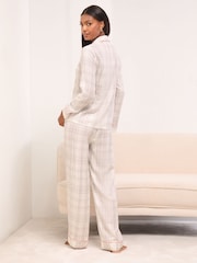 Lipsy Grey Check Woven Long Sleeve Pyjamas Set - Image 4 of 4