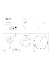 Eglo Pastel Light Blue Kids Castellino Rabbit Night Light Table Lamp - Image 5 of 5