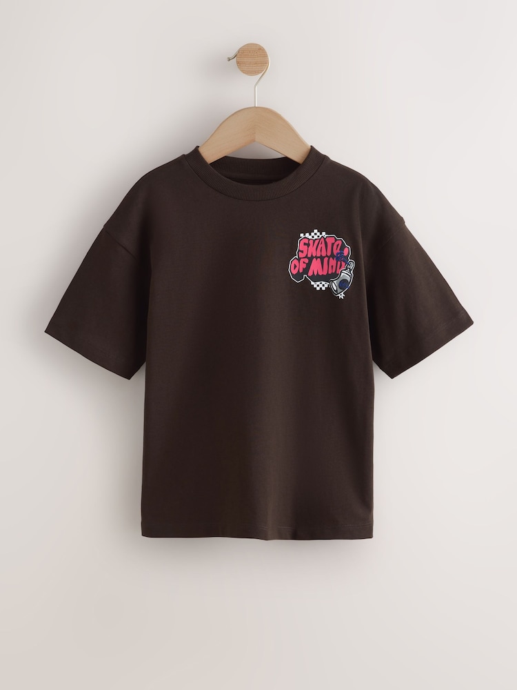 Brown Back Print Relaxed Fit Short Sleeve Graphic T-Shirt (3-16yrs) - Image 1 of 4