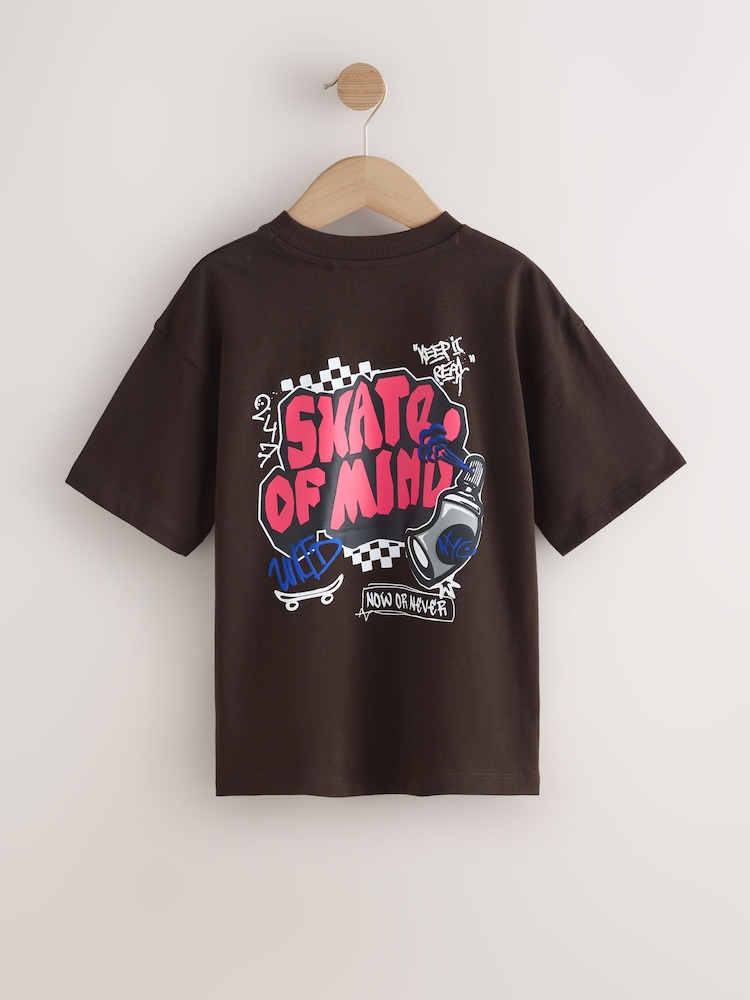 Brown Back Print Relaxed Fit Short Sleeve Graphic T-Shirt (3-16yrs) - Image 2 of 4
