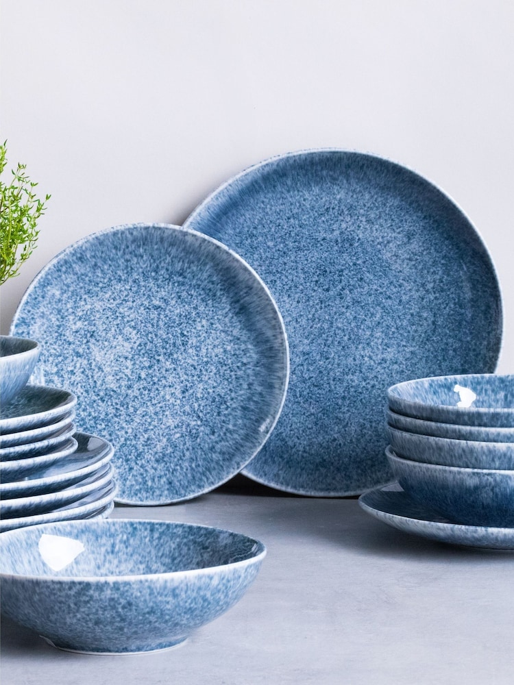 Code Maison Reactive Blue 18 Piece Feather Dinner Set - Image 1 of 2 Code Maison Reactive Blue 18 Piece Feather Dinner Set - Image 1 of 2
