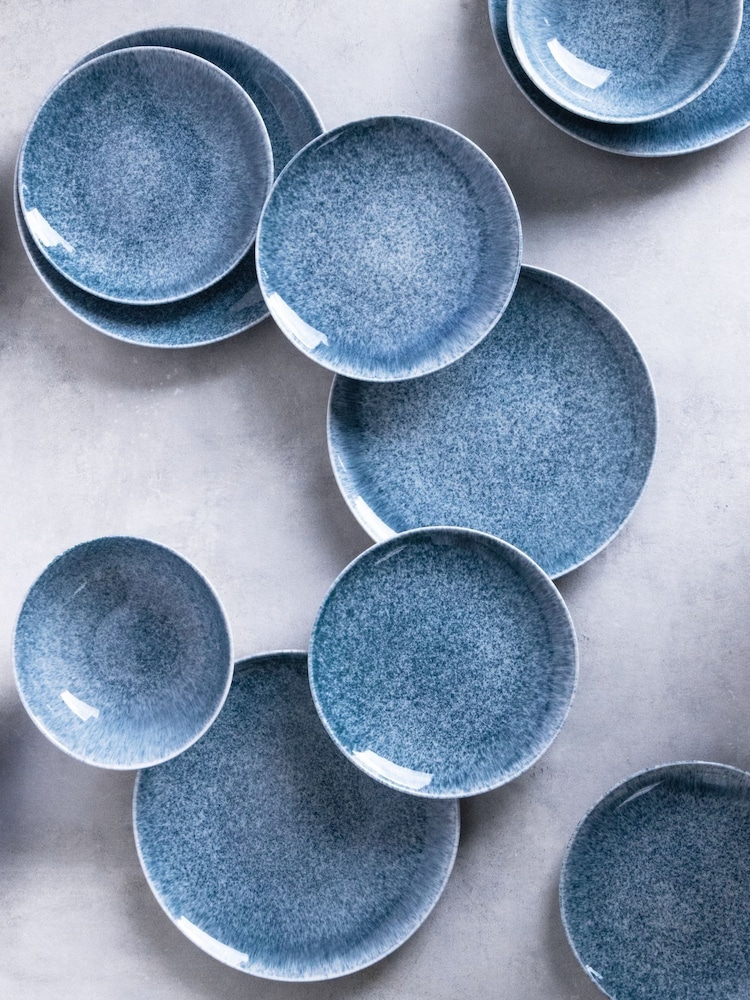 Code Maison Reactive Blue 18 Piece Feather Dinner Set - Image 2 of 2 Code Maison Reactive Blue 18 Piece Feather Dinner Set - Image 2 of 2