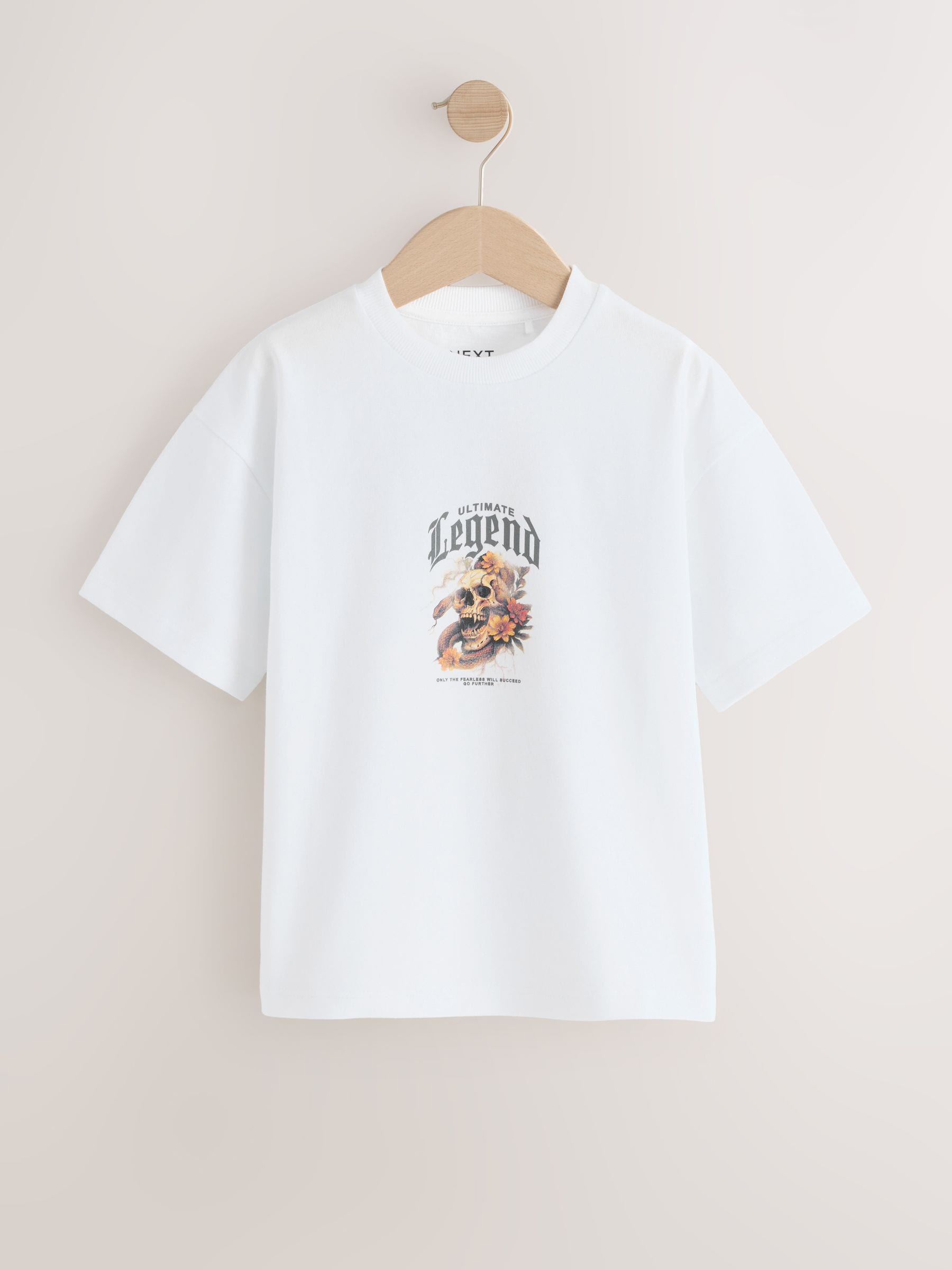 Buy White Skull Back Print Short Sleeve Graphic T-Shirt (3-16yrs