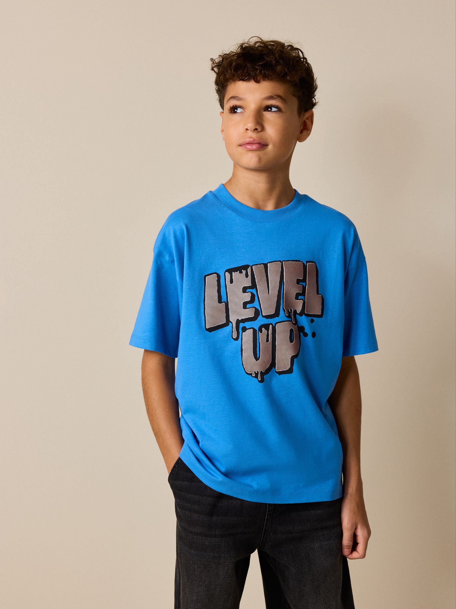 Buy Blue Level Up - Short Sleeve Graphic T-Shirt (3-16yrs) from
