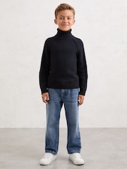Reiss Navy Gosforth 3-9 yrs Wool-Cashmere Roll-Neck Jumper - Image 1 of 4