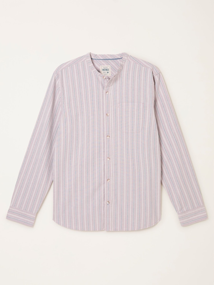 FatFace Long Sleeve Oxford Stripe Grandad Shirt - Bild 7 von 7