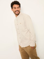 FatFace Light Natural Long Sleeve Grandad Utility Shirt - Image 4 of 6