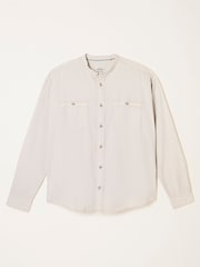 FatFace Light Natural Long Sleeve Grandad Utility Shirt - Image 6 of 6
