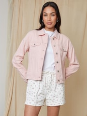 Threadbare White Floral Pull On Denim Shorts - Image 1 of 5