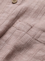 Dark Natural Bold Stripe - قميص قطن كتان بياقة صغيرة بكُم طويل من FatFace - Image 8 of 8