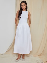 Threadbare White Midi Skirt with Pockets - Image 1 of 5