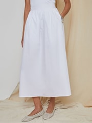 Threadbare White Midi Skirt with Pockets - Image 2 of 5