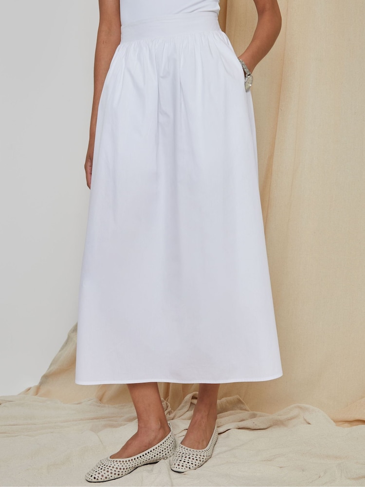 Threadbare White Midi Skirt with Pockets - Image 2 of 5