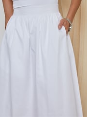 Threadbare White Midi Skirt with Pockets - Image 3 of 5