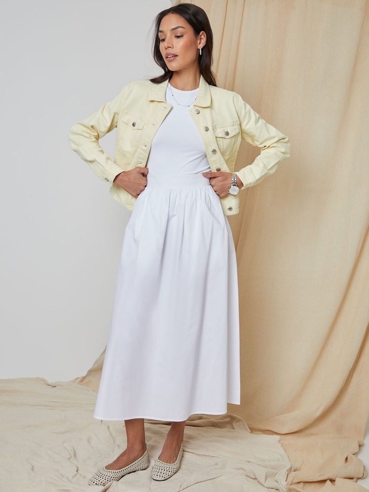Threadbare White Midi Skirt with Pockets - Image 4 of 5