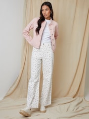 Threadbare White Wide Fit Floral Wide Leg Denim Jeans - Image 3 of 4