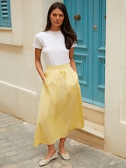 Threadbare Yellow Midi Skirt with Pockets - Image 1 of 4