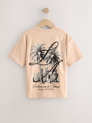 Navy/Stone/Brown Relaxed Fit Graphic Print Short Sleeve T-Shirts 3 Pack (3-16yrs) - Image 4 of 6