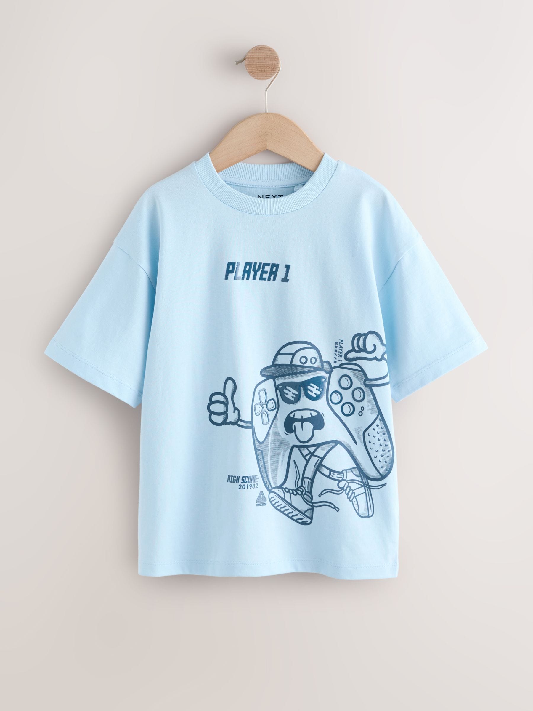 Buy Red/Blue/Cement Relaxed Fit Graphic Print Short Sleeve T
