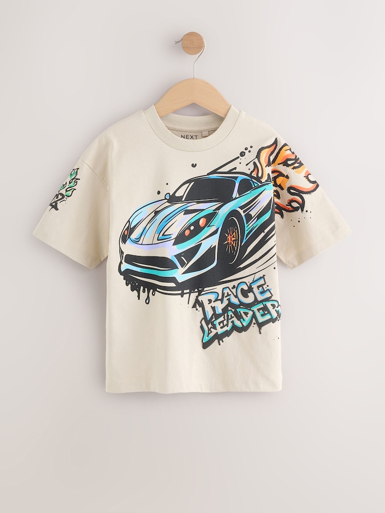 Blue/Ecru/White Relaxed Fit Graphic Print Short Sleeve T-Shirts 3 Pack (3-16yrs) - Image 10 of 10