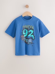 Blue/Ecru/White Regular Fit Graphic Print Short Sleeve T-Shirts 3 Pack (3-16yrs) - Image 3 of 11