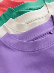 Green/Ecru/Coral/Purple Relaxed Fit Short Sleeve T-Shirts 4 Pack (3-16yrs) - Image 7 of 8