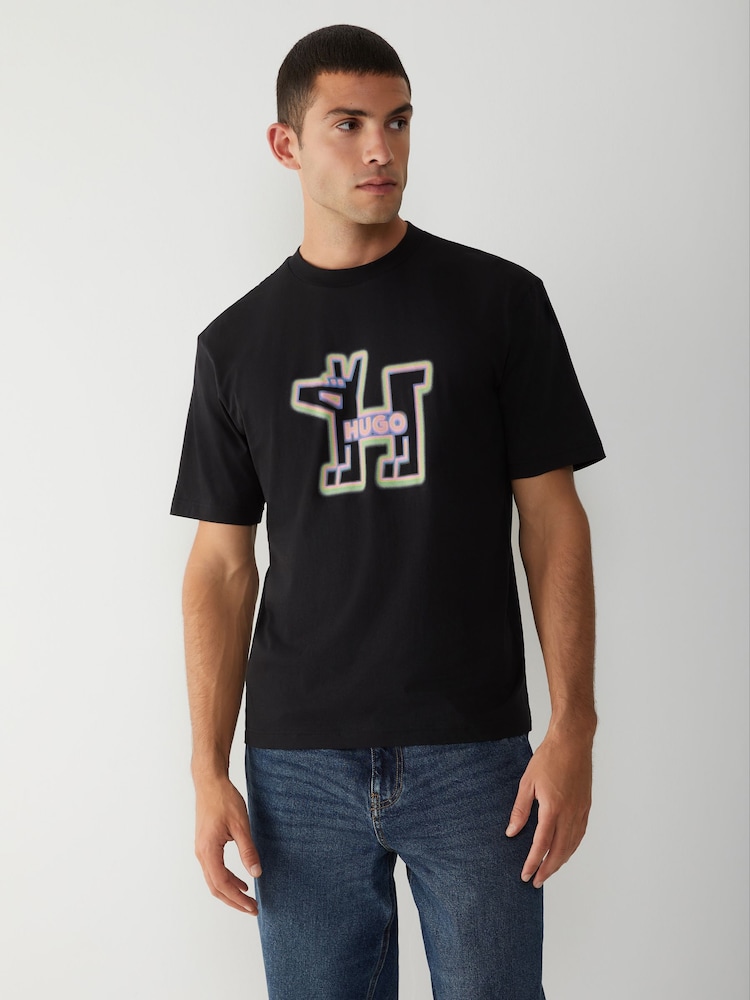 HUGO Black Smile Logo T-Shirt - Image 1 of 4