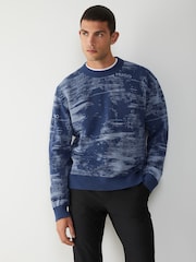 HUGO Blue Logo Space Dye Knitted Jumper - Image 1 of 4