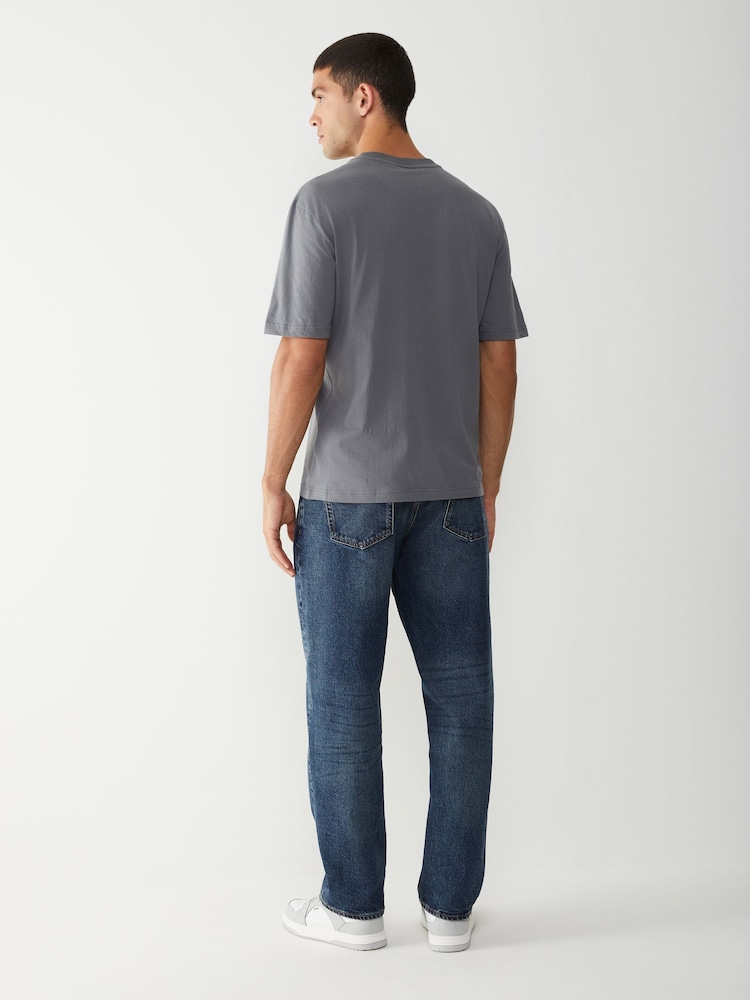HUGO Grey Graphic Print Logo T-Shirt - Image 2 of 4