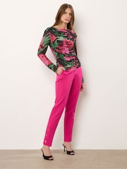 Star by Julien MacDonald Black Cap Sleeve Printed Mesh Top - Image 4 of 6