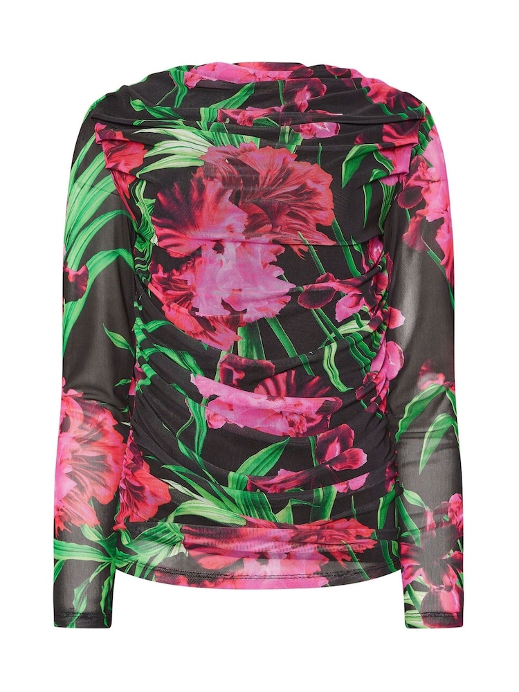 Star by Julien MacDonald Black Cap Sleeve Printed Mesh Top - Image 6 of 6