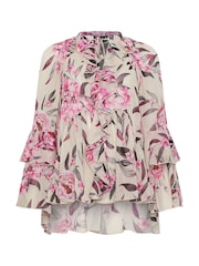 Star by Julien MacDonald Cream Fluted Sleeve Printed Blouse - Image 2 of 2