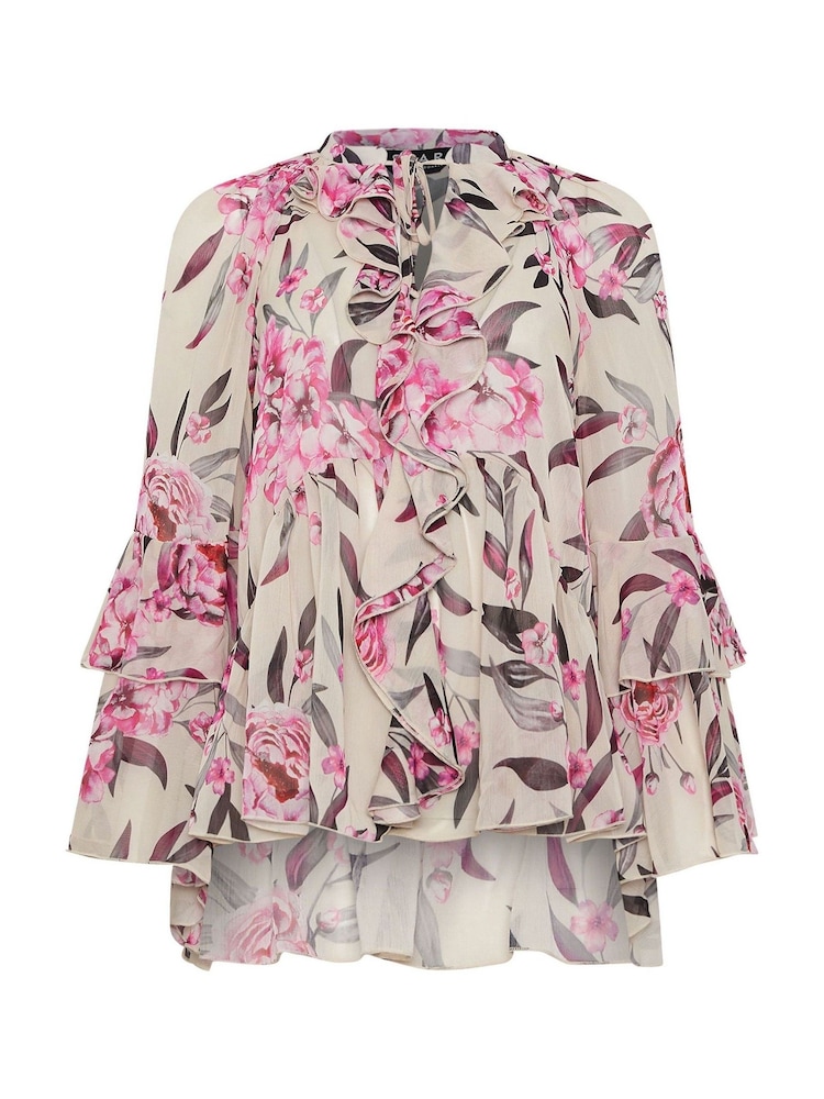 Star by Julien MacDonald Cream Fluted Sleeve Printed Blouse - Image 2 of 2