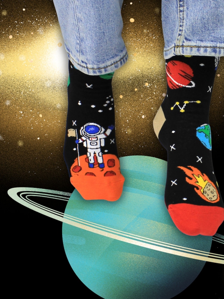 United Odd Socks Black Space Explorer Socks 3 pack - Image 2 of 5 United Odd Socks Black Space Explorer Socks 3 pack - Image 2 of 5