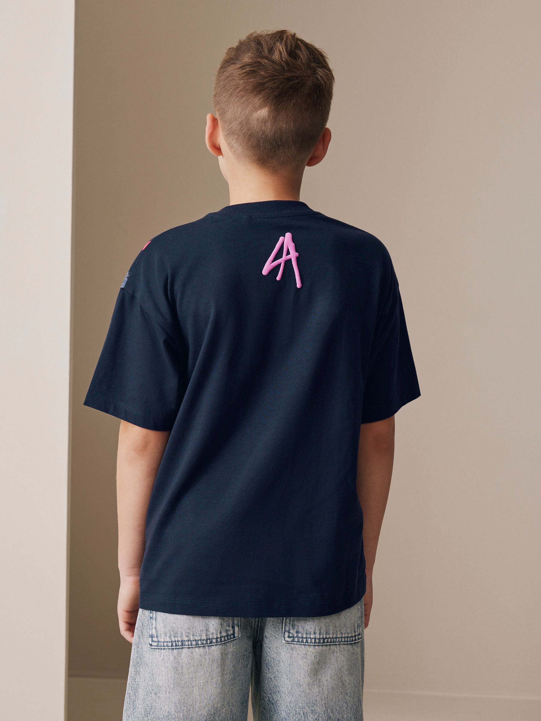 Buy Navy Graffiti Skull Short Sleeve Graphic T-Shirt (3-16yrs