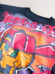 Navy Graffiti Skull Short Sleeve Graphic T-Shirt (3-16yrs) - Image 7 of 8