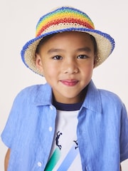 Little Bird by Jools Oliver Straw Effect Rainbow Trilby Hat - Imaginea 2 din 5