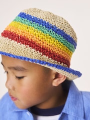 Little Bird by Jools Oliver Multi Straw Effect Rainbow Trilby Hat - Image 7 of 7