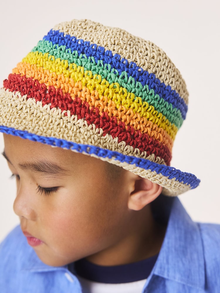 Little Bird by Jools Oliver Multi Straw Effect Rainbow Trilby Hat - Image 7 of 7