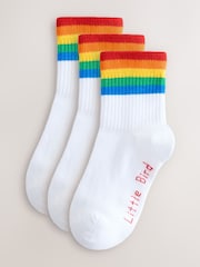White Bright Rainbow Stripe - Little Bird by Jools Oliver Ankle Socks 3 Pack - Imagen 1 de 6