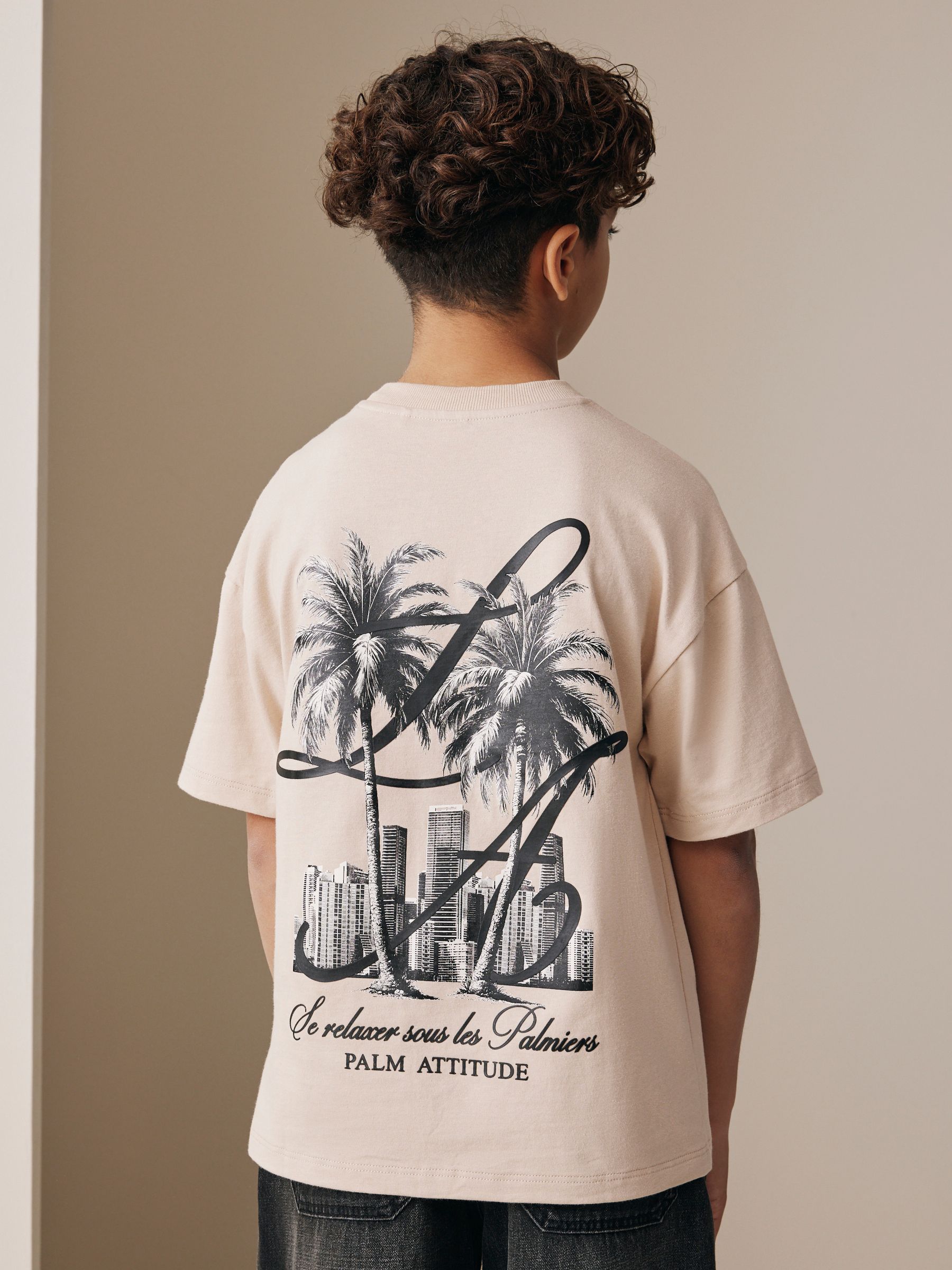 Buy Stone Palm Back Print Short Sleeve Graphic T-Shirt (3-16yrs