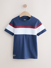 Navy Blue/Red Colourblock Short Sleeve T-Shirt (3-16yrs) - Image 1 of 4
