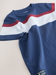 Navy Blue/Red Colourblock Short Sleeve T-Shirt (3-16yrs) - Image 4 of 4