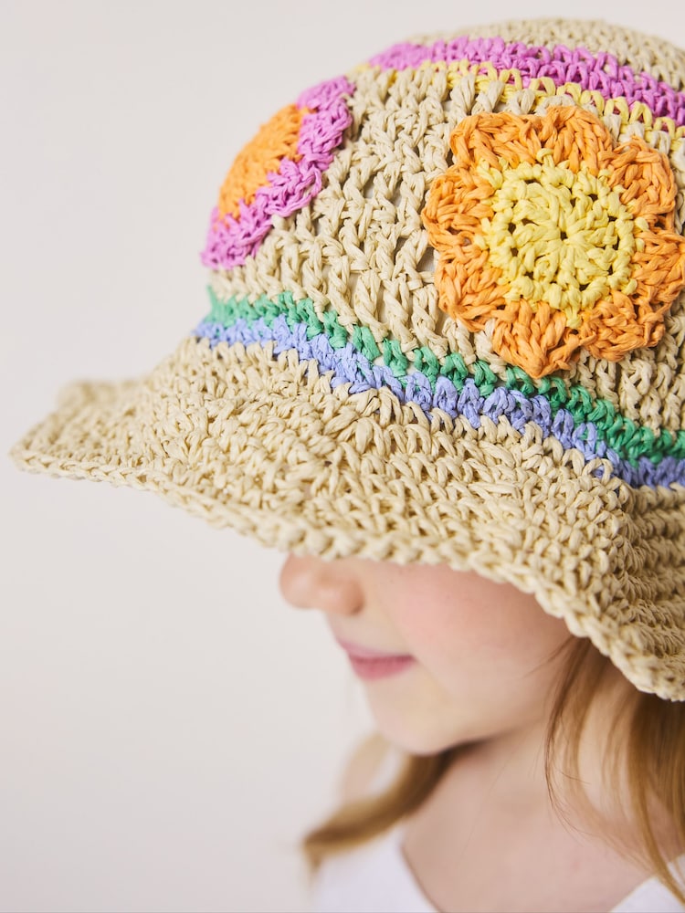 Little Bird by Jools Oliver Scalloped Edge Straw Effect Rainbow Flower Hat - Imaginea 2 din 4 Little Bird by Jools Oliver Scalloped Edge Straw Effect Rainbow Flower Hat - Imaginea 2 din 4