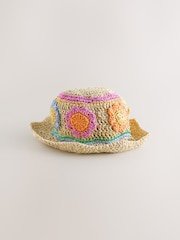 Little Bird by Jools Oliver Scalloped Edge Straw Effect Rainbow Flower Hat - Imaginea 3 din 4